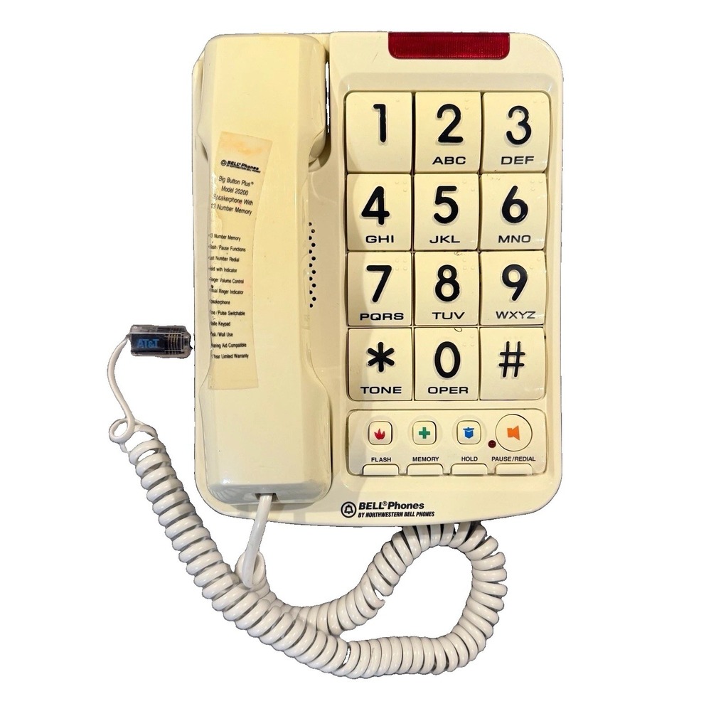 Bell Big Button Plus 20200 Vintage Landline Phone Senior Braille Untested As Is